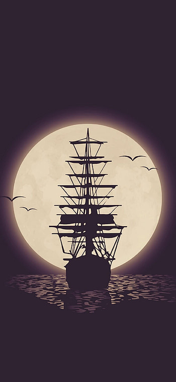 Ghost Ship, Ship on black, Minimalist , Traxzee HD phone wallpaper