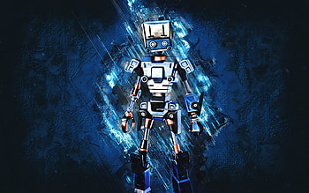 Fortnite Lok Bot Skin, Fortnite, main characters, blue stone background, Lok Bot, Fortnite skins, Lok Bot Skin, Lok Bot Fortnite, Fortnite characters HD wallpaper