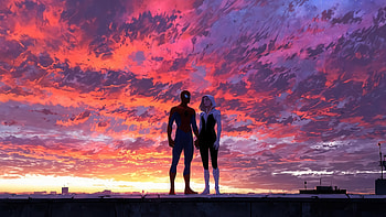 Miles And Gwen Journey, miles-morales, spiderman, gwen-stacy, superheroes, artwork, digital-art HD wallpaper