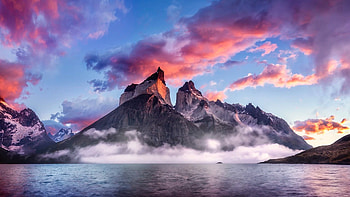 El Chalten, Santa Cruz Province, Argentina, snow, peaks, landscape, clouds, sky, mountain, sunset HD wallpaper