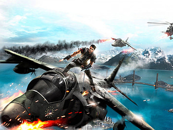 Just Cause 2, sea, videogame, aircrafts, bullets, speed, wanted, fiction, action, big, air, sky, amazing, fire HD wallpaper