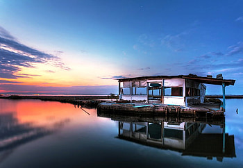 Twilight, blue, graphy, clouds, sky, lake, sunset HD wallpaper