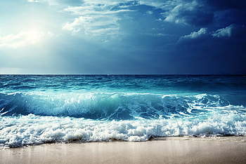 Sky, sea waves, beach HD wallpaper
