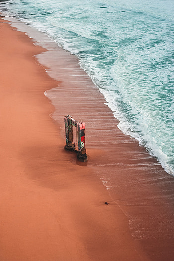 Aerial view, beach, sand at the shore, nature HD phone wallpaper