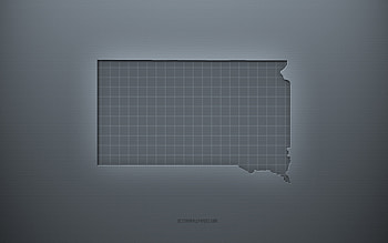 South Dakota map, gray creative background, South Dakota, USA, gray paper texture, American states, South Dakota map silhouette, map of South Dakota, gray background, South Dakota 3d map HD wallpaper