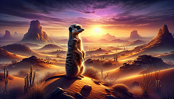 Meerkat Silhouette at Sunset, meerkat, desert, landscape, Wildlife HD wallpaper