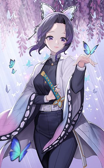 Kochou Shinobu, Demon Slayer, Smiling, Pretty, Kimetsu No Yaiba, Butterflies - Maiden. Anime demon, Anime angel, Demon, Shinobu Kocho Cute HD phone wallpaper