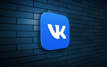 VKontakte 3D logo, , blue brickwall, creative, social networks, VKontakte logo, 3D art, VKontakte HD wallpaper