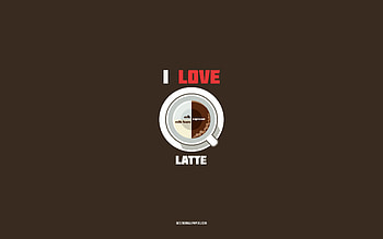 Latte recipe, , cup with Latte ingredients, I love Latte Coffee, brown background, Latte Coffee, coffee recipes, Latte ingredients HD wallpaper