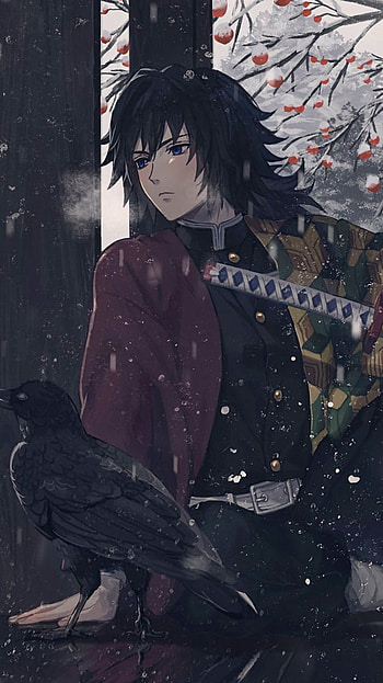 Giyuu Tomioka: Snowfall Raven — Demon Slayer , Giyuu Tomioka, Anime, Demon Slayer: Kimetsu no Yaiba HD phone wallpaper