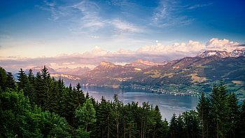 Dusk Mountains, dusk, mountains, nature HD wallpaper