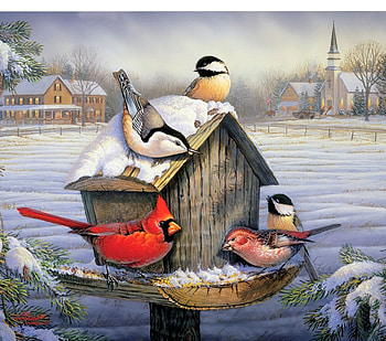 Christmas Dinner, card, birds, seeds, christmas HD wallpaper