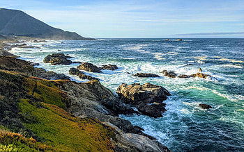 Big Sur coast, California, pacific, clouds, sky, rocks, ocean, usa HD wallpaper