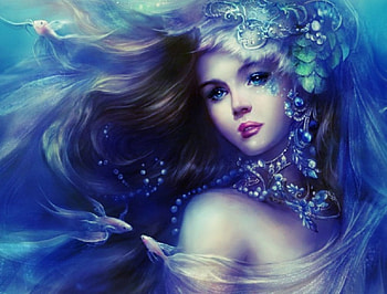 Water Wonders, blue, fishes, mermaid, fish, jewelry, water HD wallpaper