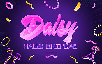 Happy Birtay Daisy, , Purple Party Background, Daisy, creative art, Happy Daisy birtay, Daisy name, Daisy Birtay, Birtay Party Background HD wallpaper