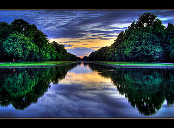 mirror, reflection, clouds, trees, sky, nature, water HD wallpaper