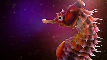 Intricate 3D seahorse, Dazzling visual, Stunning artwork, Oceanic wonder HD wallpaper