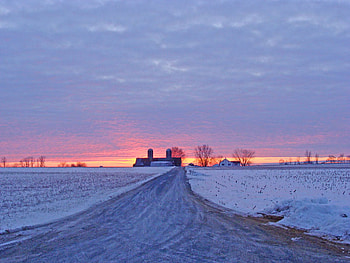 Sunset Farm, barn, people, entertainment, snow HD wallpaper