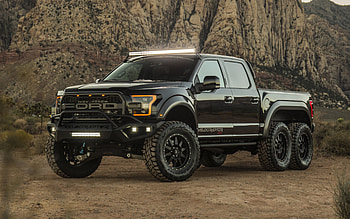 Hennessey Velociraptor 6x6, Black Pickup Truck, Ford F-150 Raptor Tuning, American Cars, Black F-150, Ford HD wallpaper