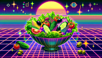 Vibrant Salad Bowl, salad, fruit, vegetable, retro HD wallpaper