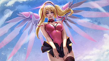 Fan Artwork Of Mercy Overwatch, mercy-overwatch, overwatch, games, xbox-games, ps-games, pc-games, pink HD wallpaper