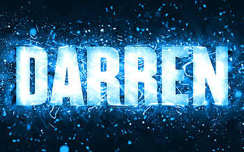 Happy Birtay Darren, , blue neon lights, Darren name, creative, Darren Happy Birtay, Darren Birtay, popular american male names, with Darren name, Darren HD wallpaper