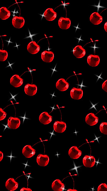 Neon cherries bg, red, cherry, background HD phone wallpaper