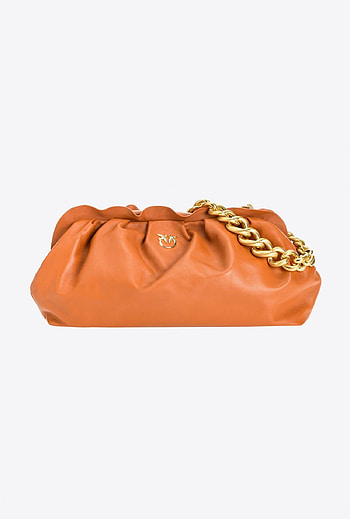 Pinko Shoulder Bags, Maxi chain clutch, Cognac accessories, Chic and elegant HD phone wallpaper