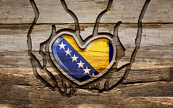 I love Bosnia and Herzegovina, , wooden carving hands, Day of Bosnia and Herzegovina, Flag of Bosnia and Herzegovina, creative, Bosnian flag, Take care Bosnia and Herzegovina, wood carving, Europe, Bosnia and Herzegovina HD wallpaper