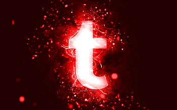Tumblr red logo, , red neon lights, creative, red abstract background, Tumblr logo, social network, Tumblr HD wallpaper