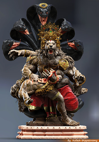 R. J. Crowther Jr. The Leonine God Is Narasimha (trans. Man Lion), 4th Avatar Of Hindu God Vishnu. I Love This Representation Of Him!, Angry Vishnu HD phone wallpaper