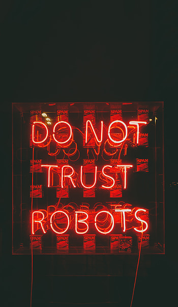Robots, Words, Neon, Text, Confidence, Trust HD phone wallpaper