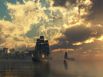Transport, Landscape, Ships, Sea, Clouds HD wallpaper
