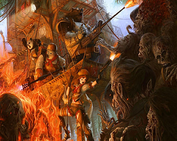 The Good Ship Lollipop Make A Wrong Turn, bears, zombies, ship, girl, gun, fire HD wallpaper