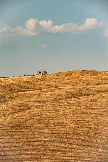 Nature, Grass, Sky, Building, Field, Hill HD phone wallpaper