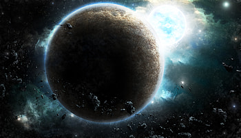 Universe, Glow, Planet, Asteroids HD wallpaper