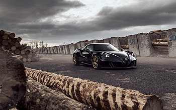Alfa Romeo 4C, Pogea Racing, , front view, exterior, black 4C, Italian cars, Alfa Romeo HD wallpaper