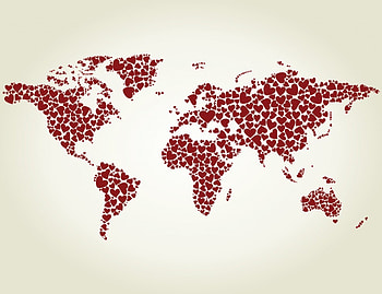 Love map, world, heart, love, map HD wallpaper