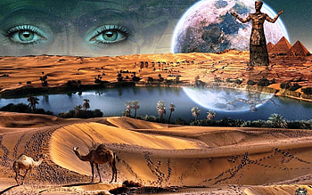 Dream World, abstract, art, eyes, desert, Pharoh, Pharaoh HD wallpaper
