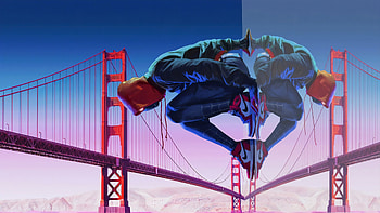 Spiderman Golden Gate Bridge, spiderman, superheroes, artist, artwork, digital-art, behance HD wallpaper