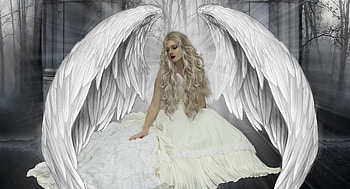 white angel, angel, white, fantasy, angels HD wallpaper
