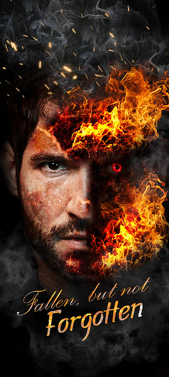 Lucifer - Fallen, Netflix, TV, Angel, IOS, Mobile, Android, Devil, Fire, Tom Ellis, Not Forgotten, Mobile HD phone wallpaper
