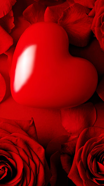 Crimson Heart Among Red Roses, heart, love, flower, red rose, red flower, nature, rose HD phone wallpaper