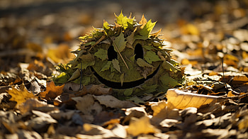 Autumn Smiles - Happy Leaf Pile, smile, happy face, smiley face, leaf, nature HD wallpaper