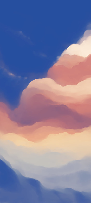 Blue Orange sky landscape above colorful clouds, minimalist, sky, artistic, landscape HD phone wallpaper