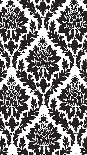 Damask, Black, White HD phone wallpaper