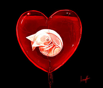 Living in a Broken Heart, broken heart, baby fox, embreo, venge, blood, fox, sadness, demon HD wallpaper