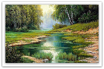 little river, natur, landscape, river, painting HD wallpaper