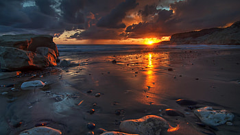 Beach, beautiful, nature, sunset HD wallpaper