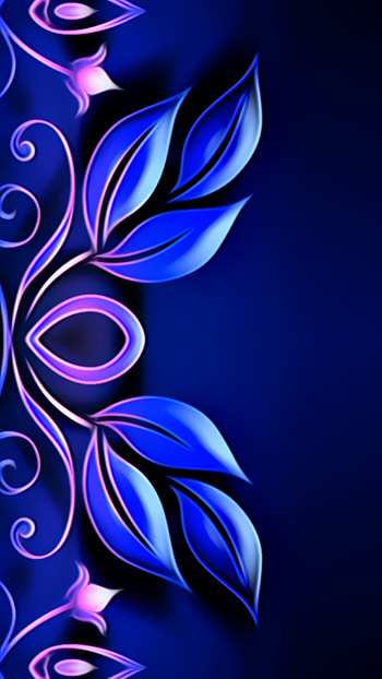 flowers blue amoled , digital, beautiful, art, pink, pretty, cool, design, layers, pattern, abstract HD phone wallpaper
